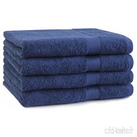 BETZ Lot de 4 Serviettes de Bain draps de Bain Premium 100% Coton Taille 70 x 140 cm Color Bleu foncé - B06X9CNDVY